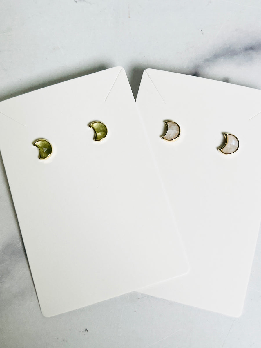 Gold Plated Moon Stud Earrings