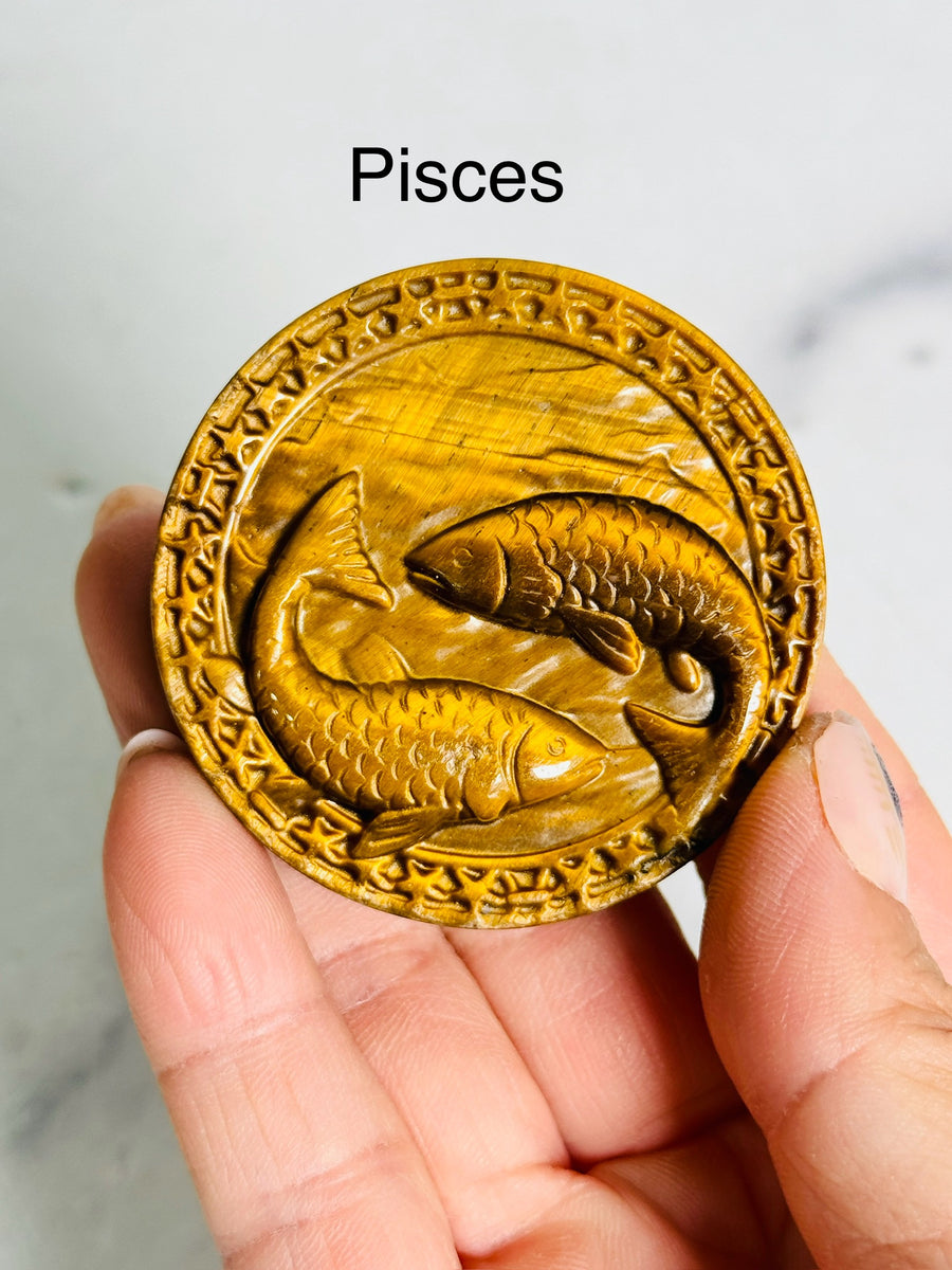 Tiger Eye Zodiac Carving