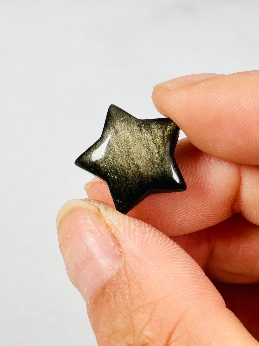 Gold Obsidian Mini Heart or Star Carving