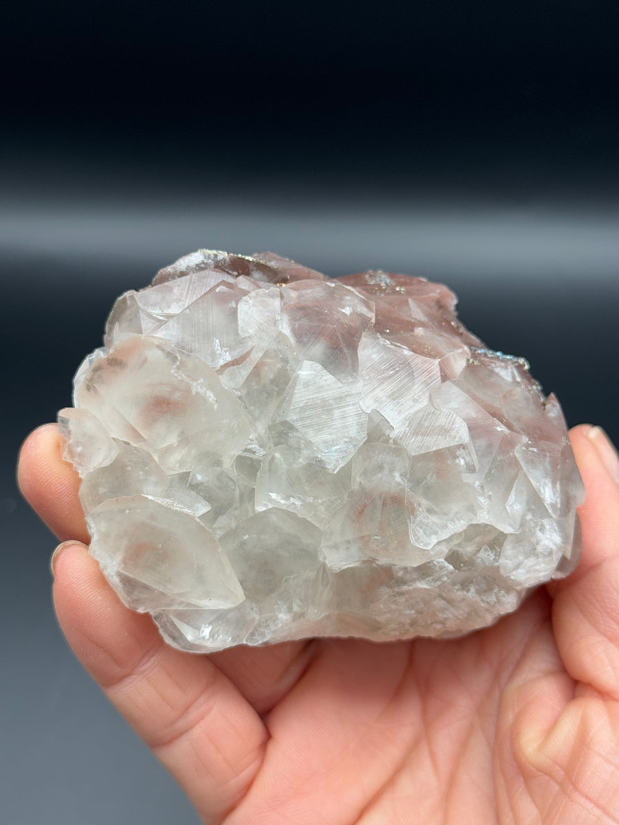 Pink Calcite with Pyrite Cluster