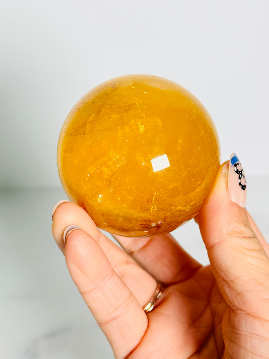 IMPERFECT Yellow Fluorite with Mica Sphere