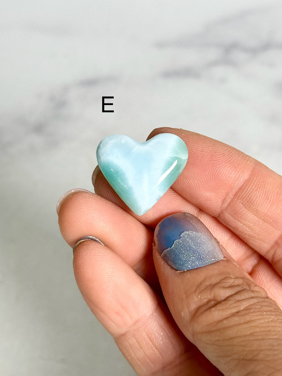 Larimar Heart & Moon Carving