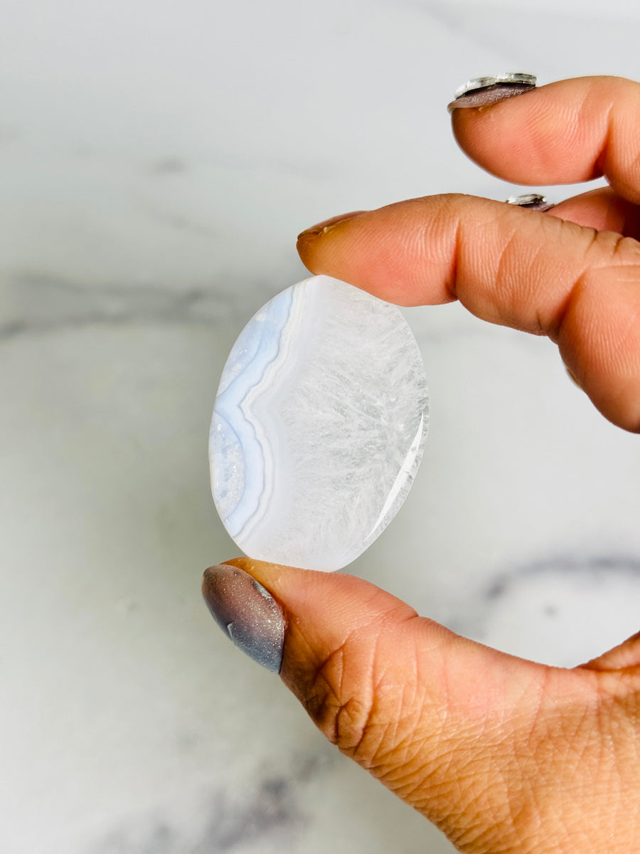 Blue Lace Agate Pocket Stone Carving