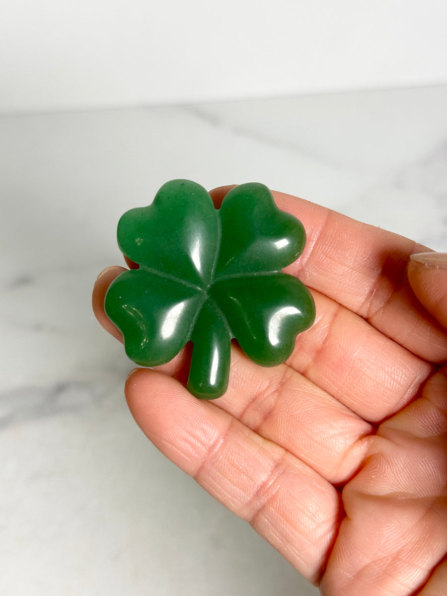 Green Aventurine Lucky Clover Carving