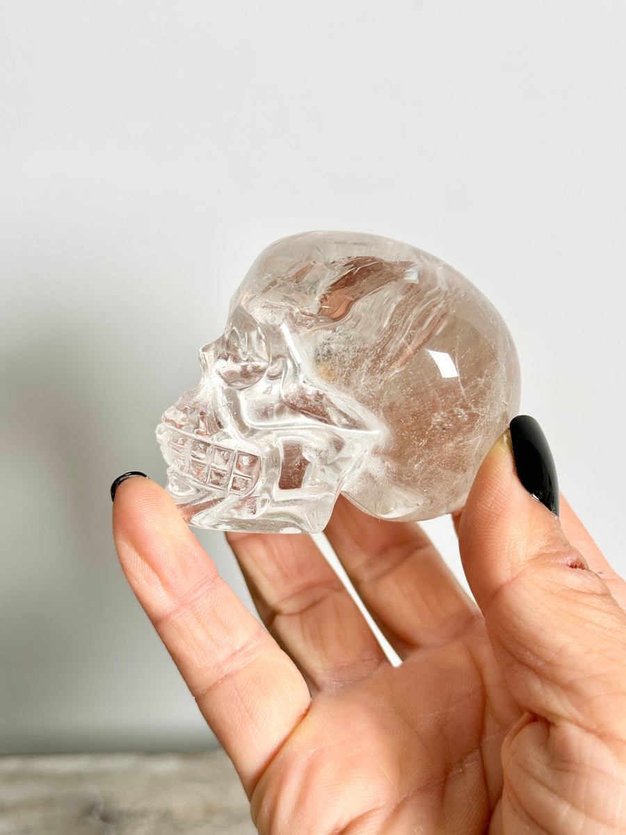 High Quality Rainbow Clear Quartz Skull Carving