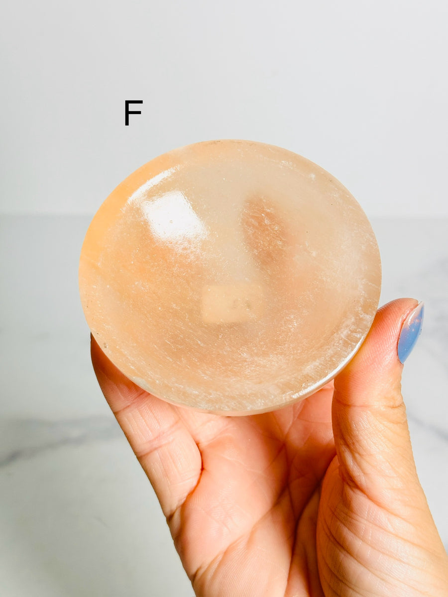 Peach Satin Spar (Selenite) Bowl Carving