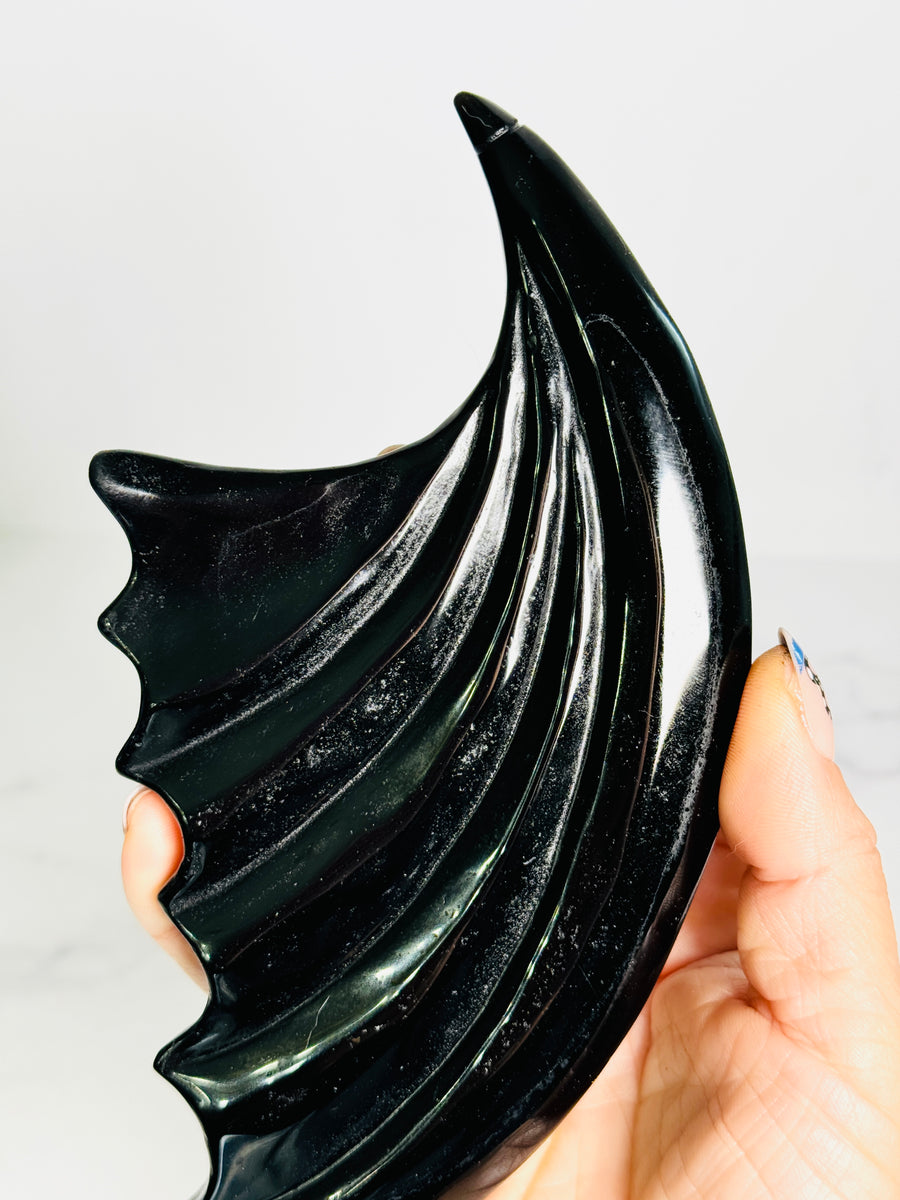 Black Obsidian Illyrian Wing Carving Inspired by A Court of Thrones & Roses