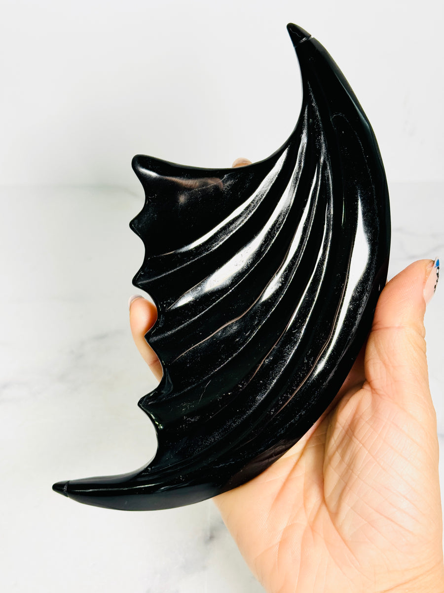 Black Obsidian Illyrian Wing Carving Inspired by A Court of Thrones & Roses