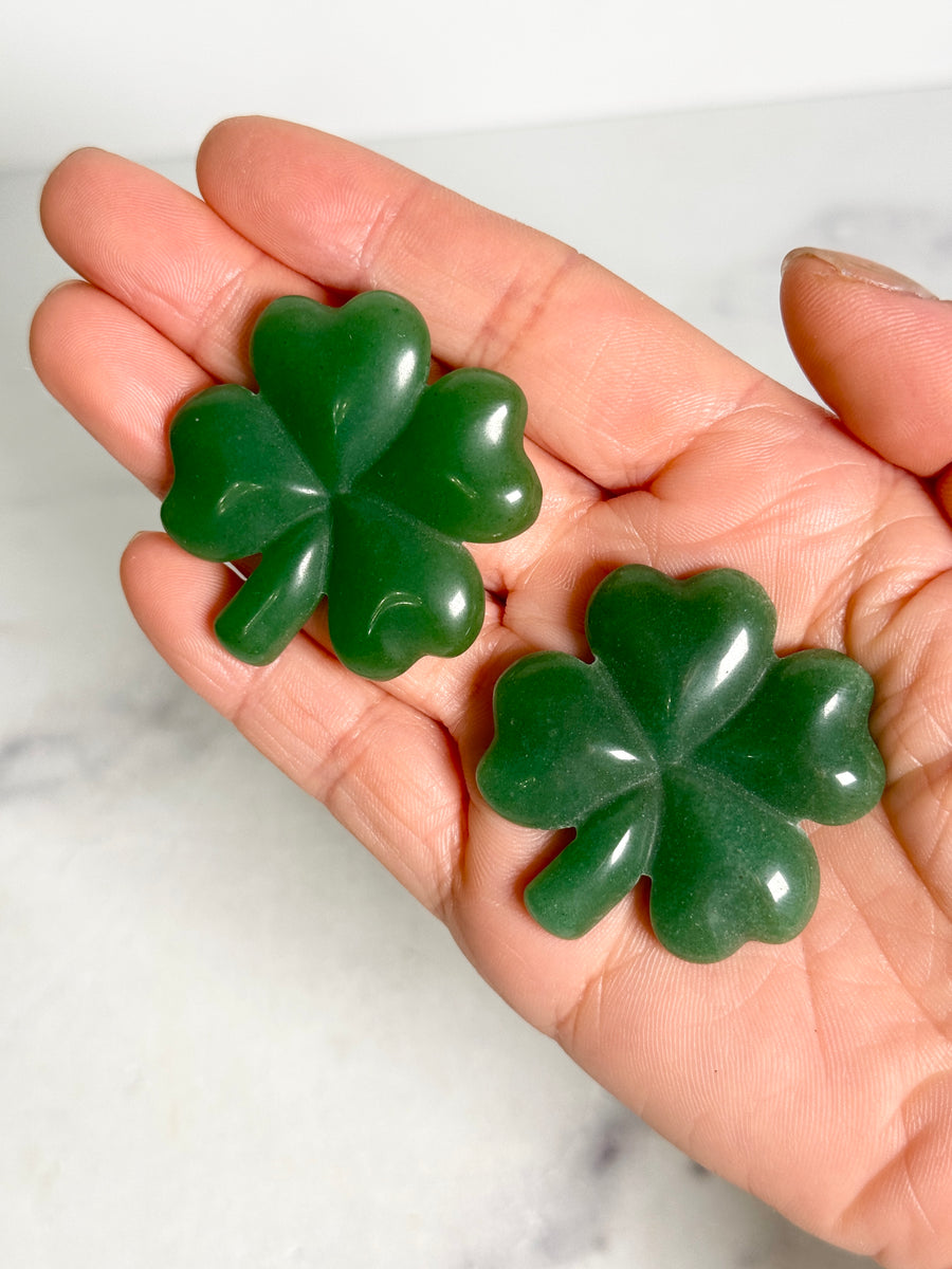 Green Aventurine Lucky Clover Carving