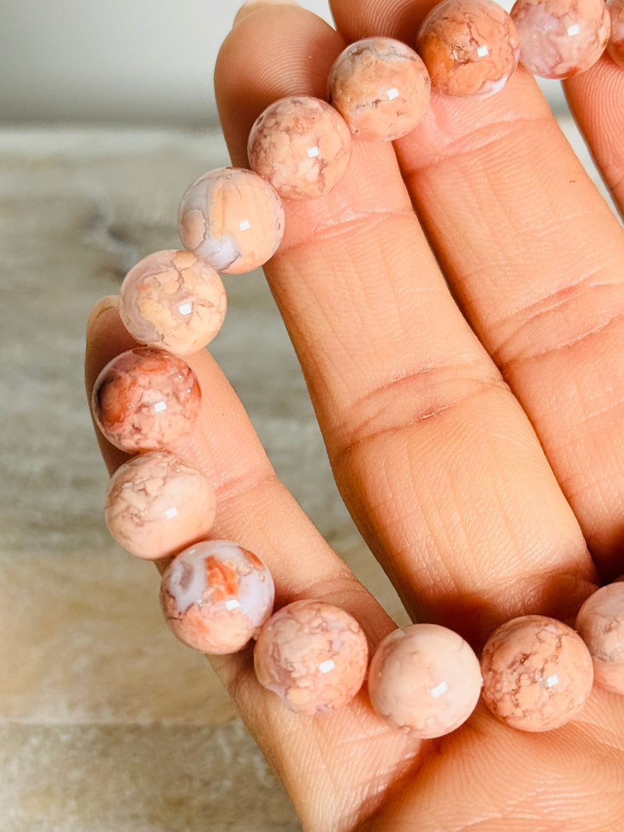 8mm Pink Agate Bracelet