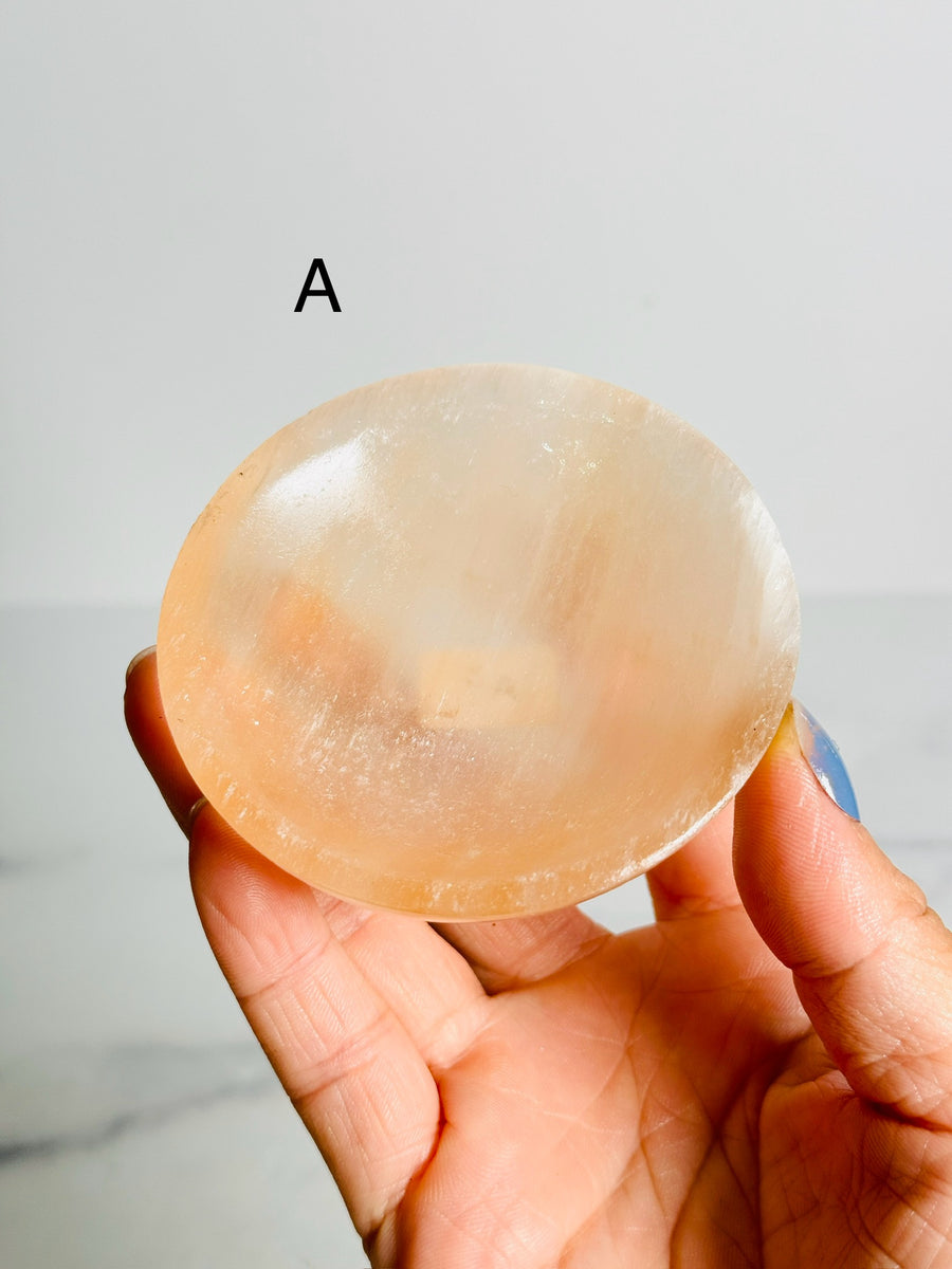 Peach Satin Spar (Selenite) Bowl Carving