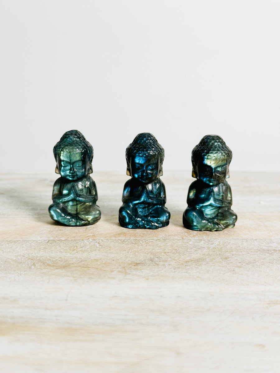 Labradorite Sitting Buddha Carving