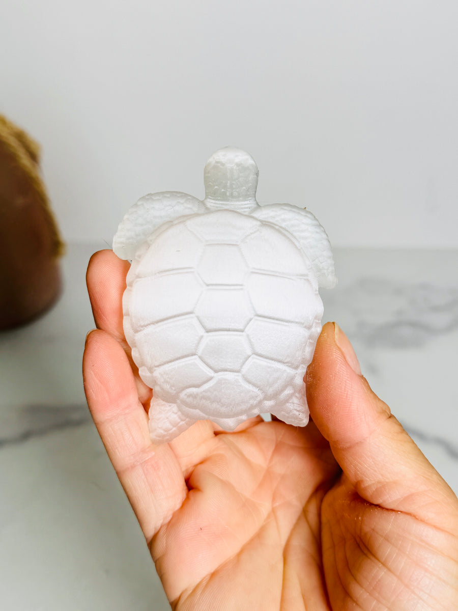 Satin Spar Turtle Carving