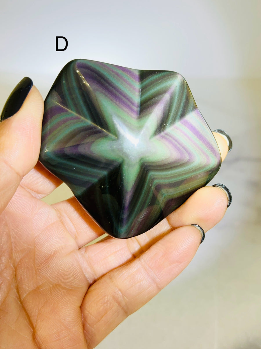 Rainbow Obsidian Star Carving