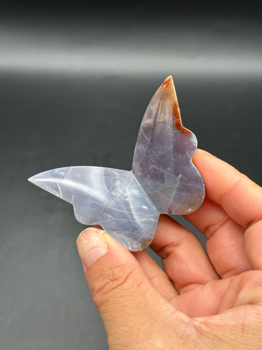 Purple Chalcedony 3D Butterfly Carving