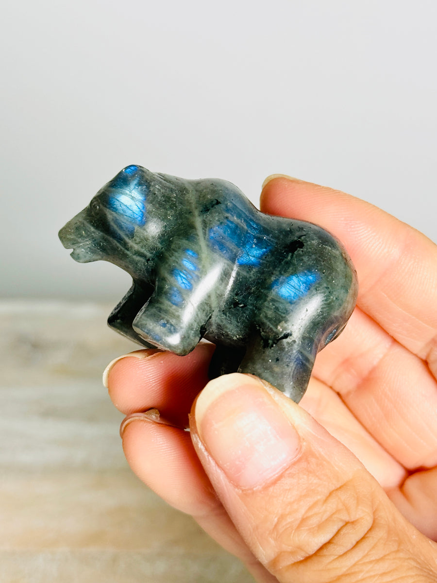 Labradorite Bear Carving