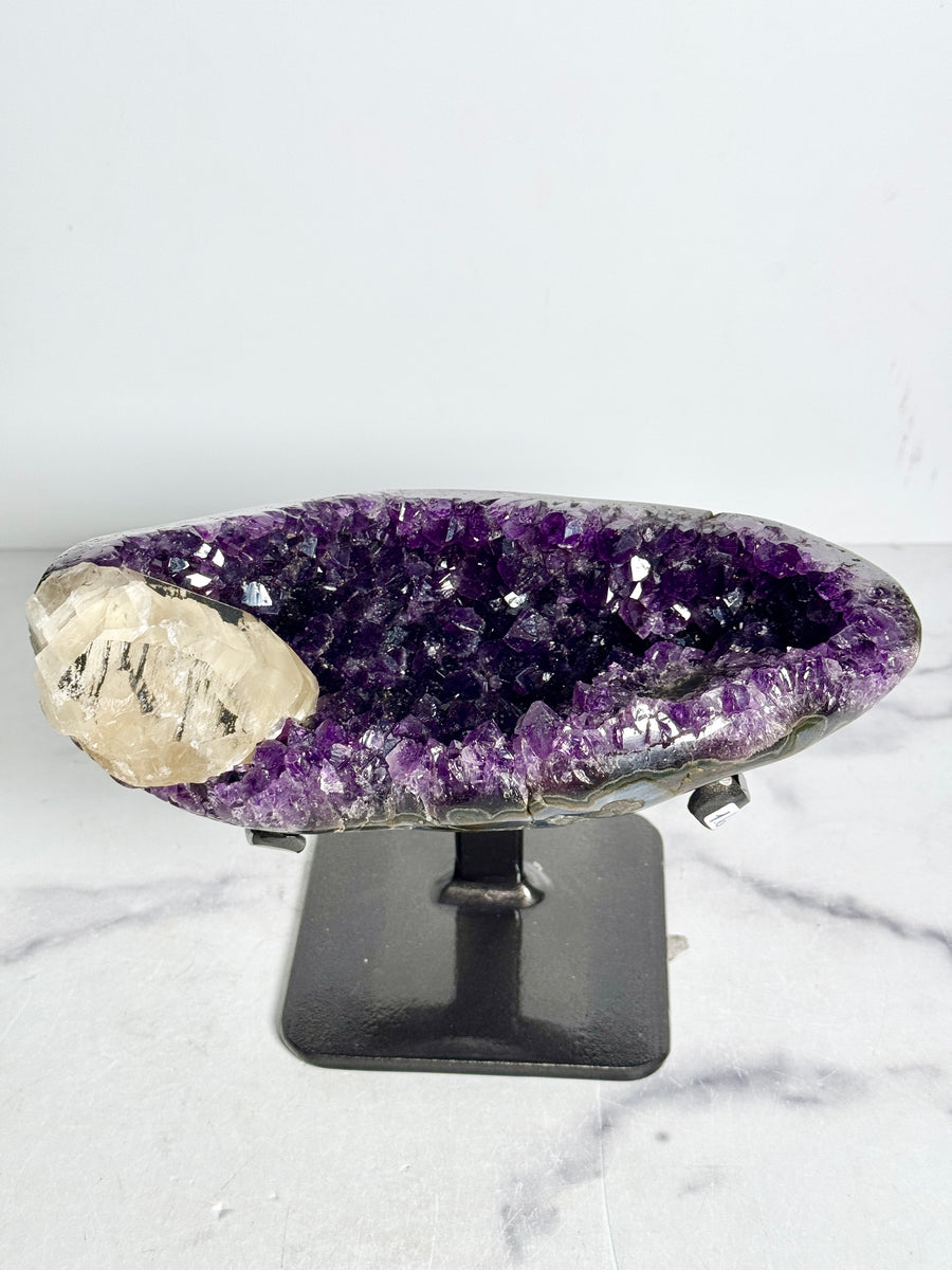 Statement Amethyst with Calcite on Stand