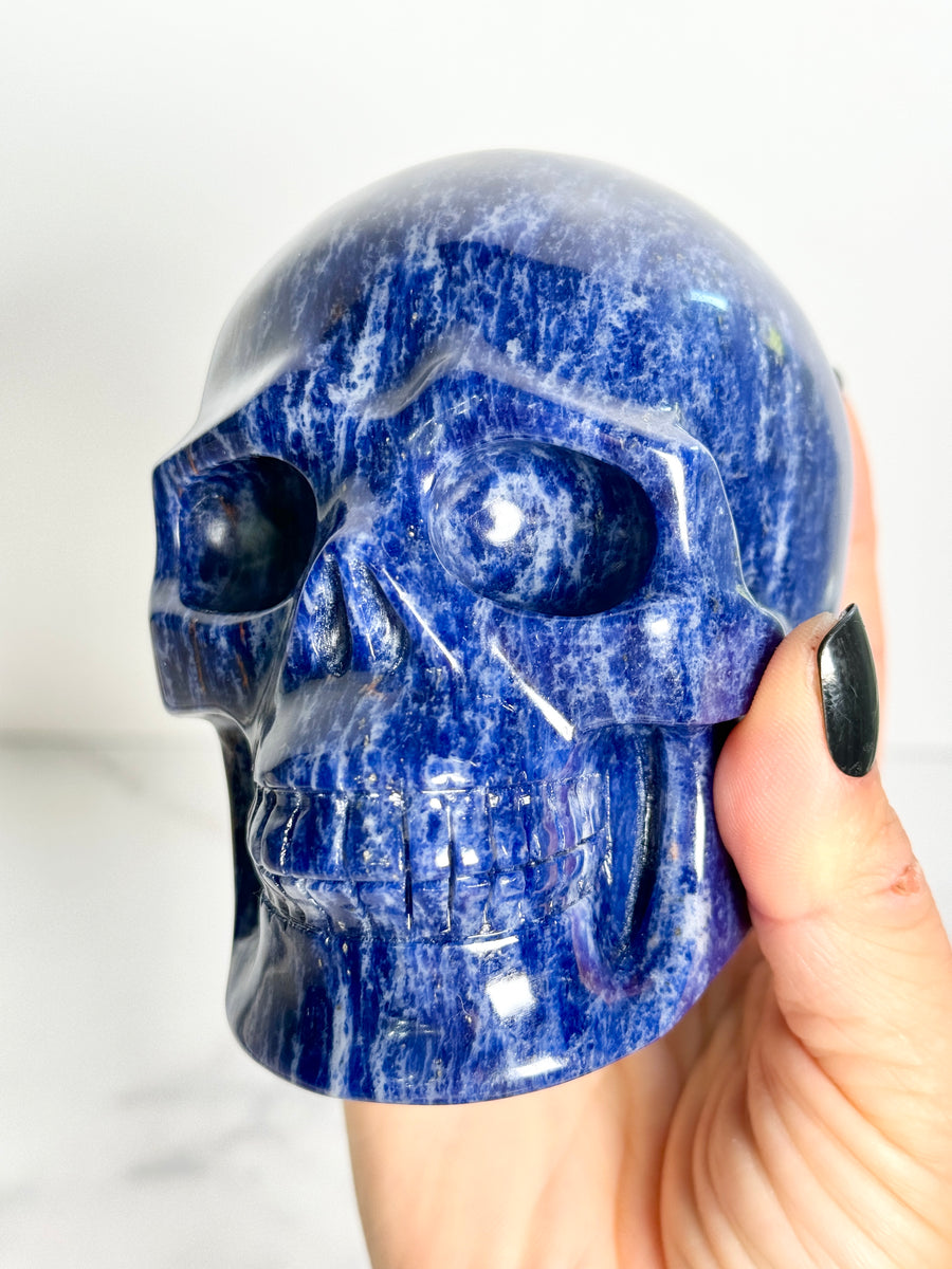 Sodalite Skull Carving