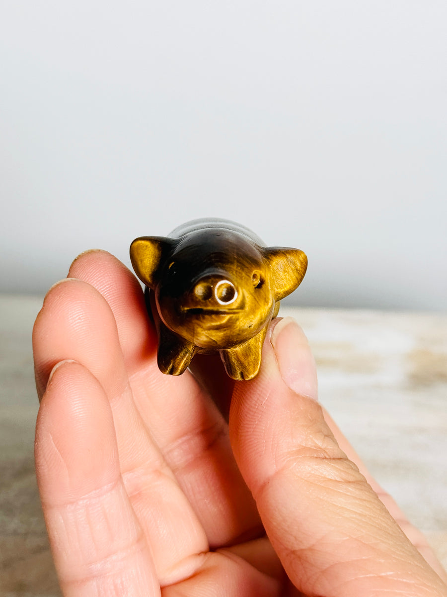 Tiger Eye Pig Carving