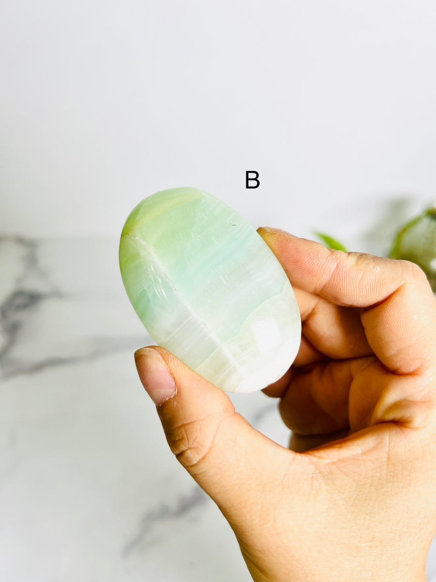 Pistachio Calcite Palm Stone