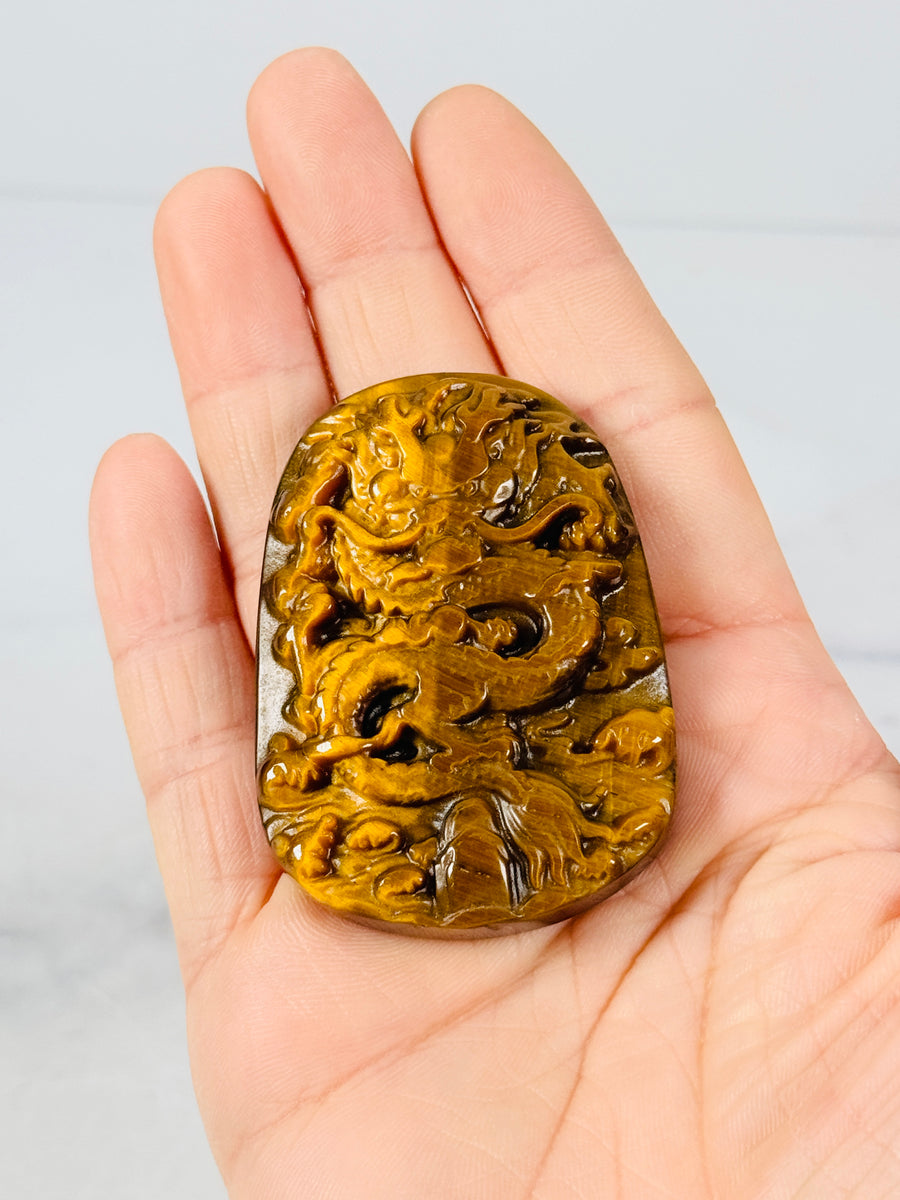 Tiger Eye Dragon Carving