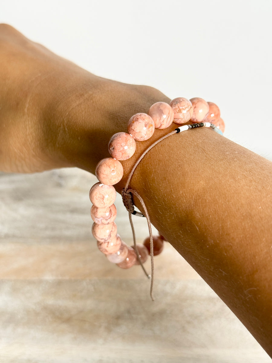 8mm Pink Agate Bracelet