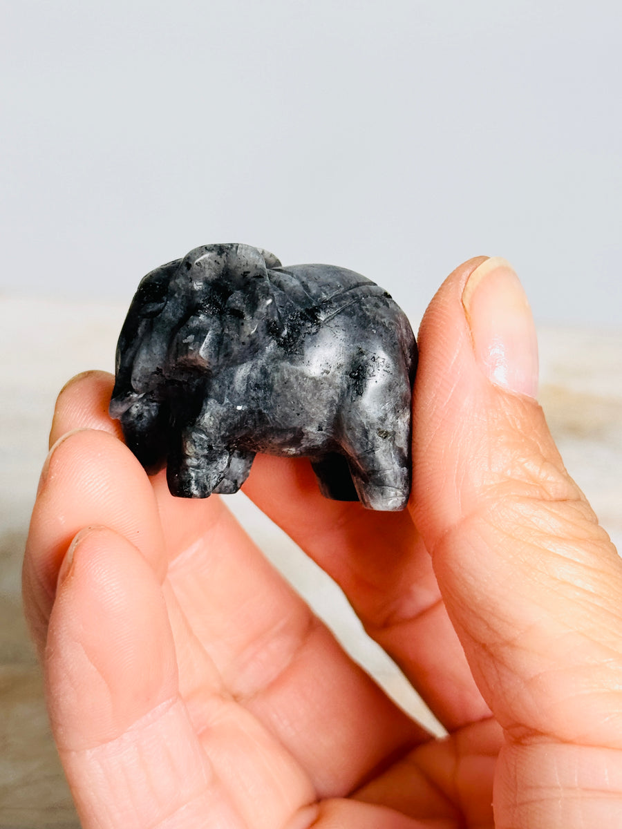 Larvikite Elephant Carving