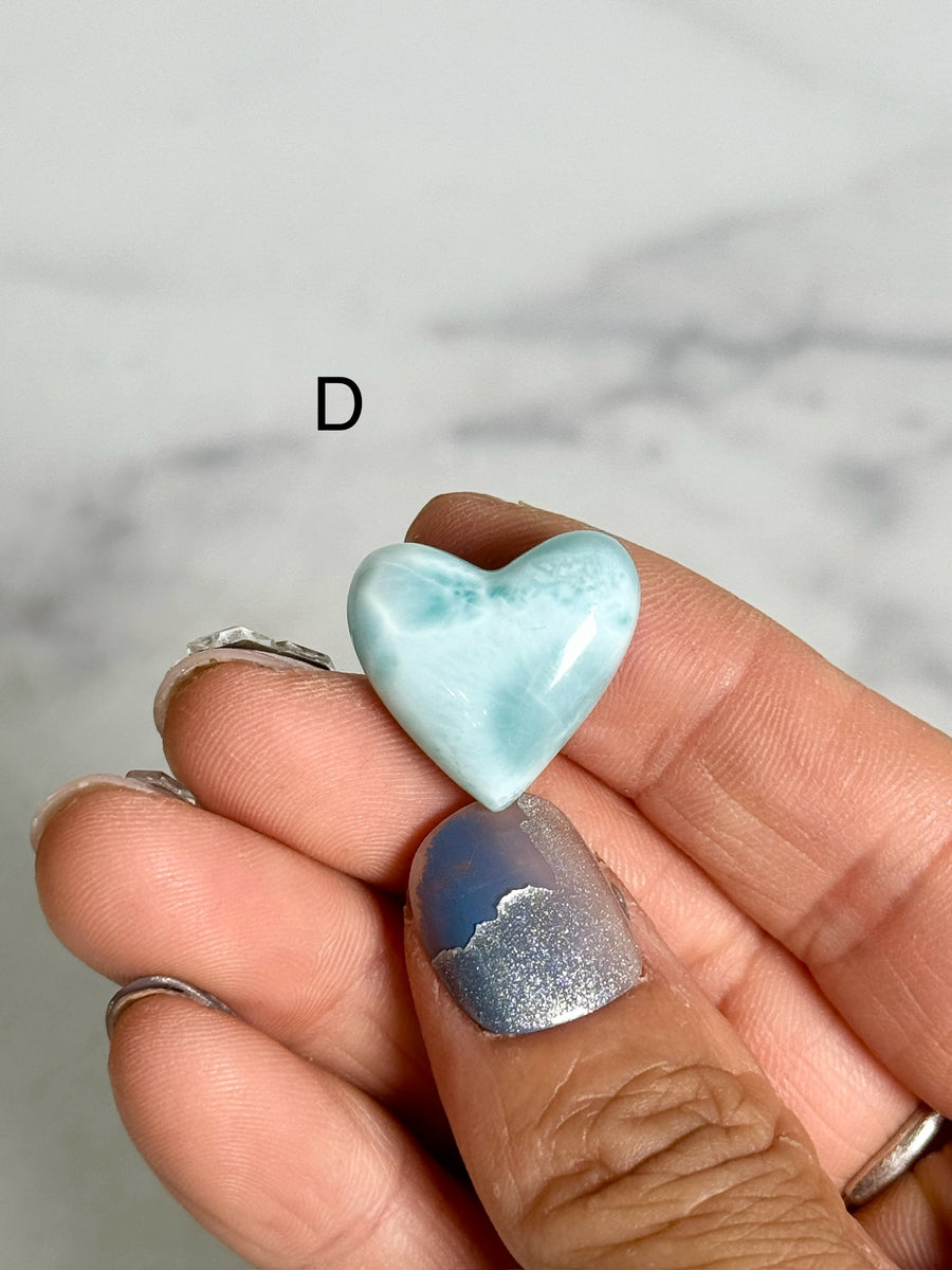 Larimar Heart & Moon Carving