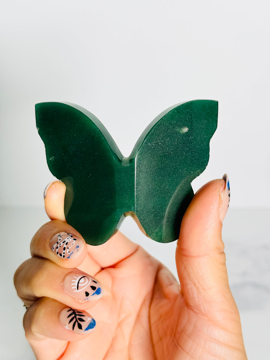 IMPERFECT Green Jade 3D Butterfly Carving