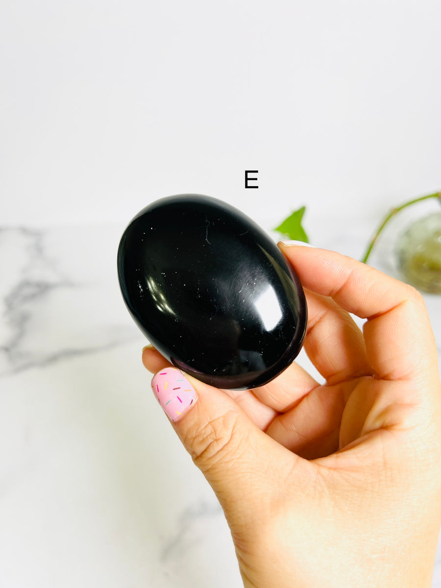 Black Obsidian Palm Stone