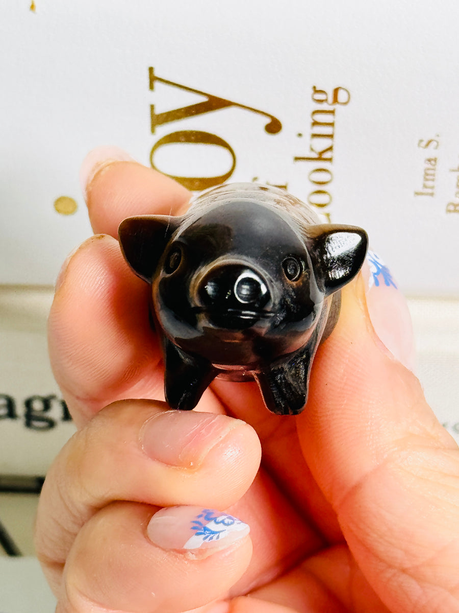 Tiger Eye Pig Carving