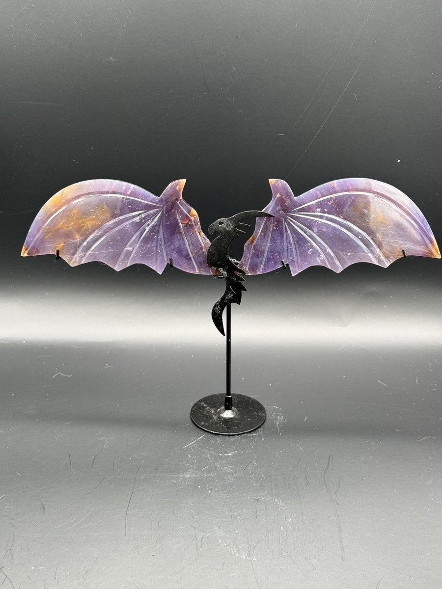 Purple Chalcedony Dragon Wings Carving