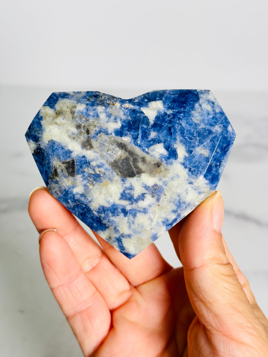 Sodalite Faceted Heart Carving