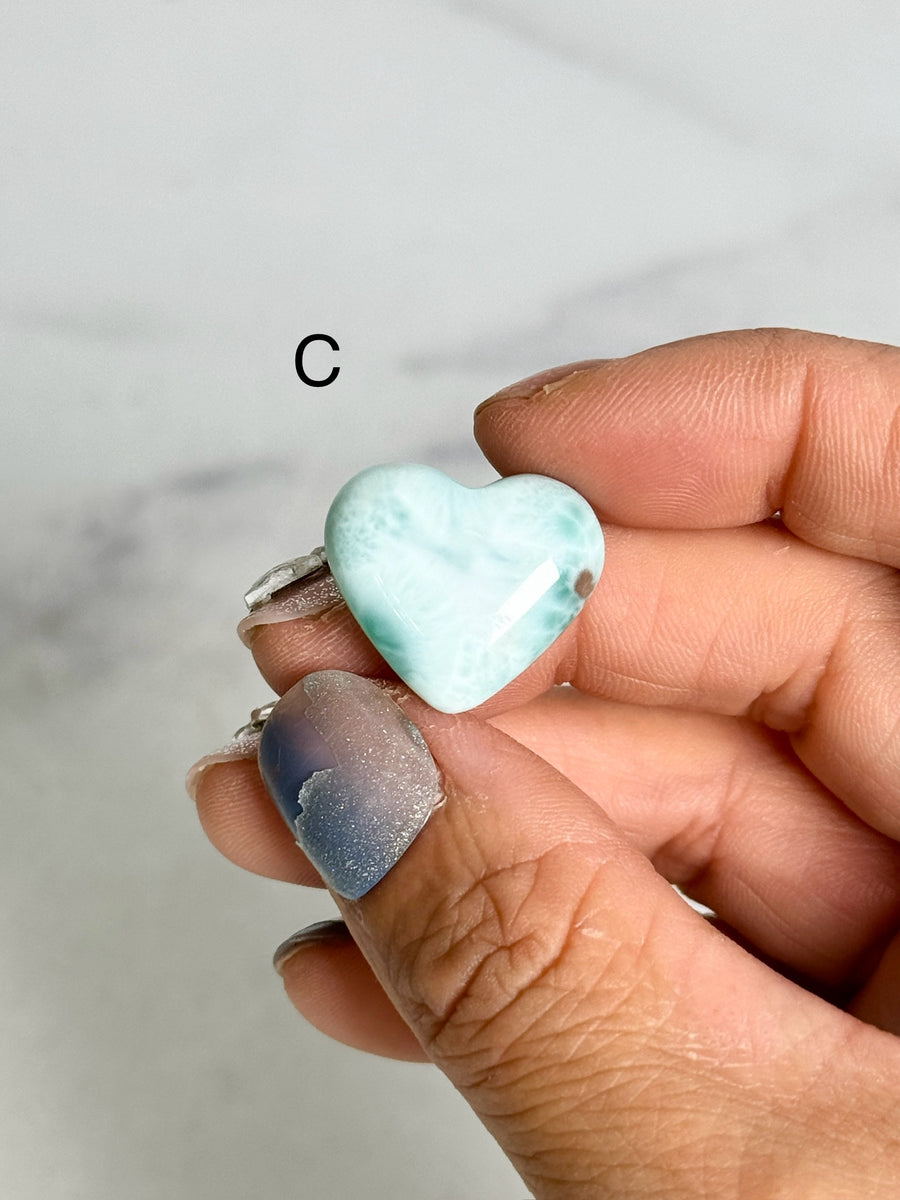 Larimar Heart & Moon Carving