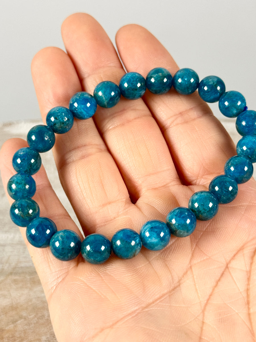 Blue Apatite Bead Bracelet