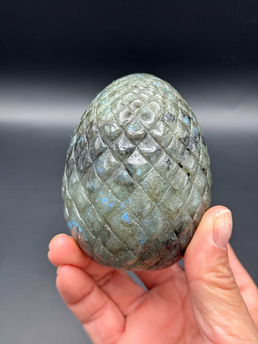 Labradorite Dragon Egg Carving