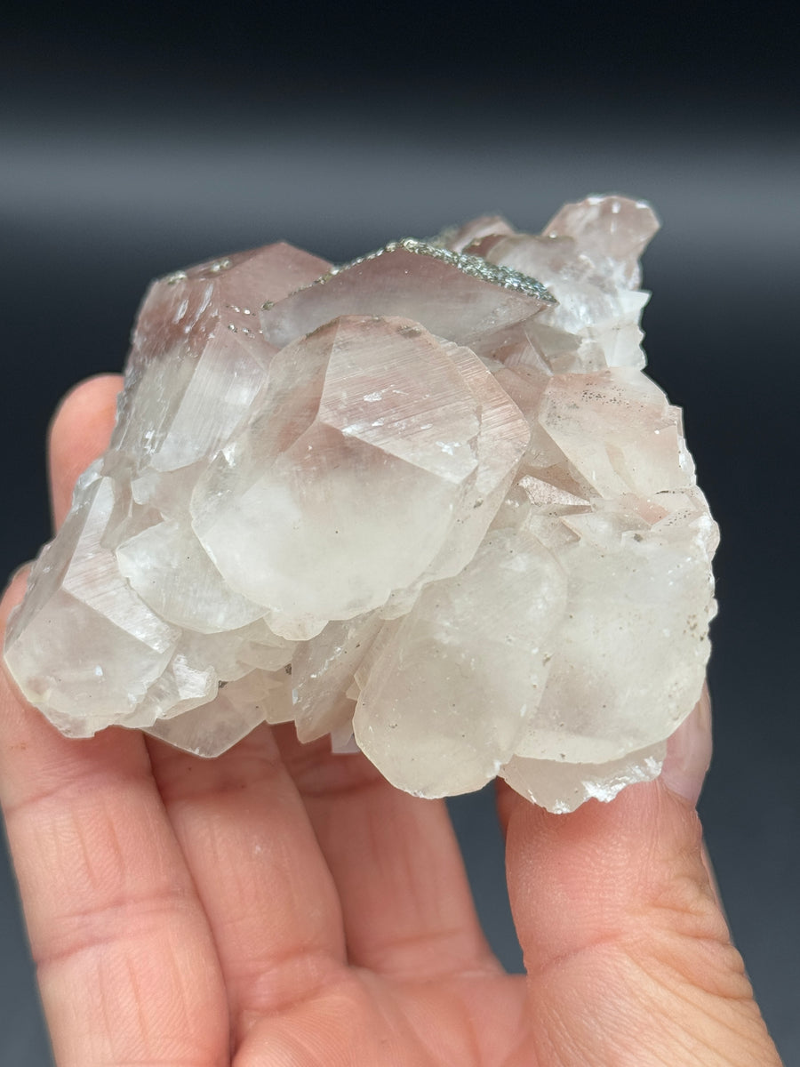 Pink Calcite with Pyrite Cluster