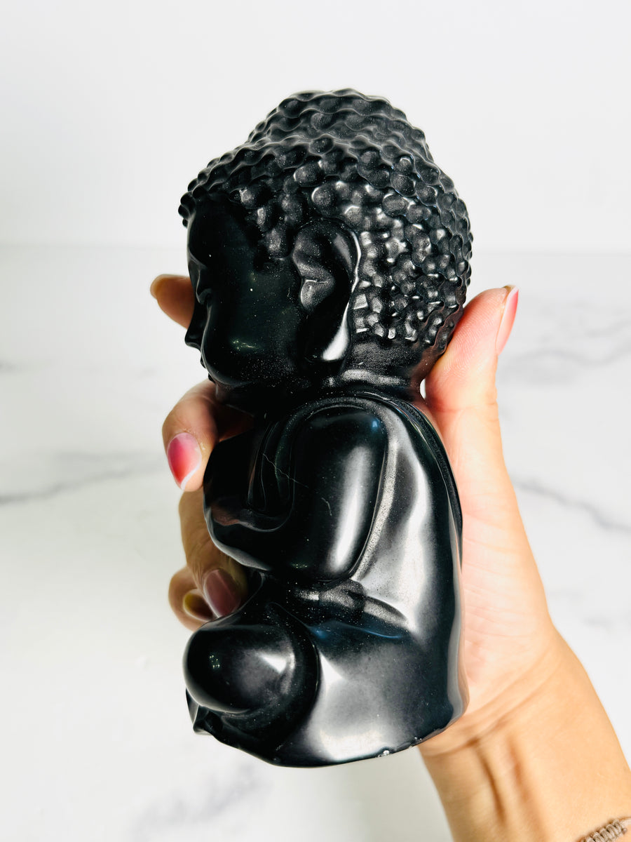 Black Obsidian Buddha Carving