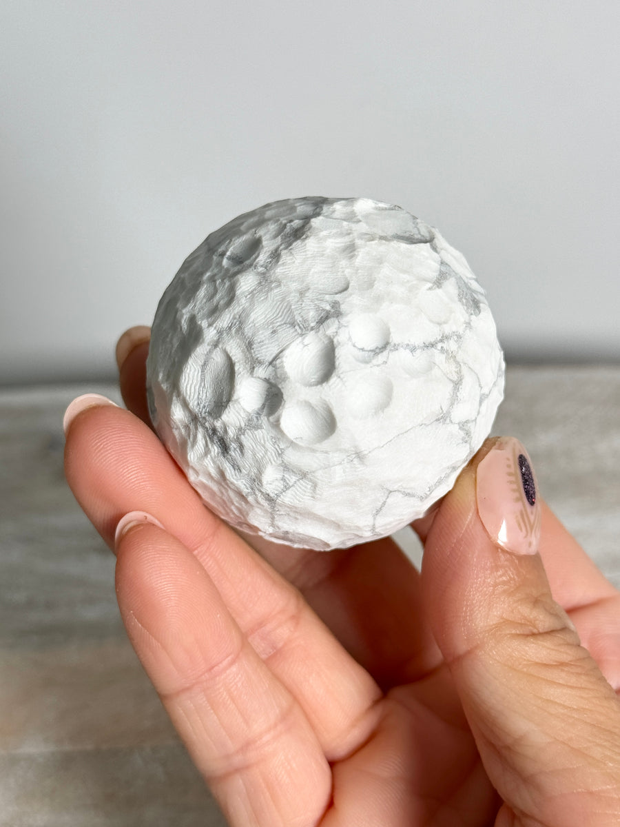 Howlite Moon Carving