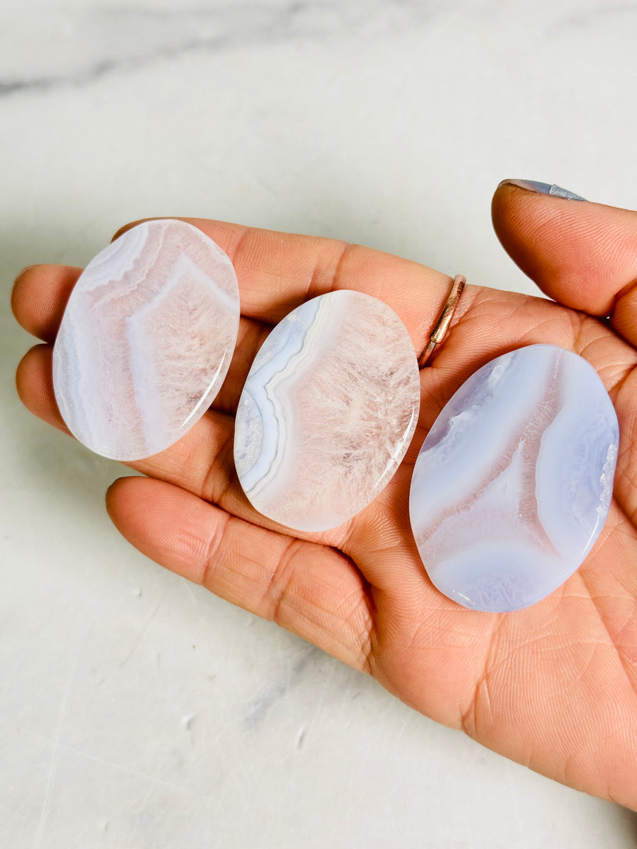 Blue Lace Agate Pocket Stone Carving