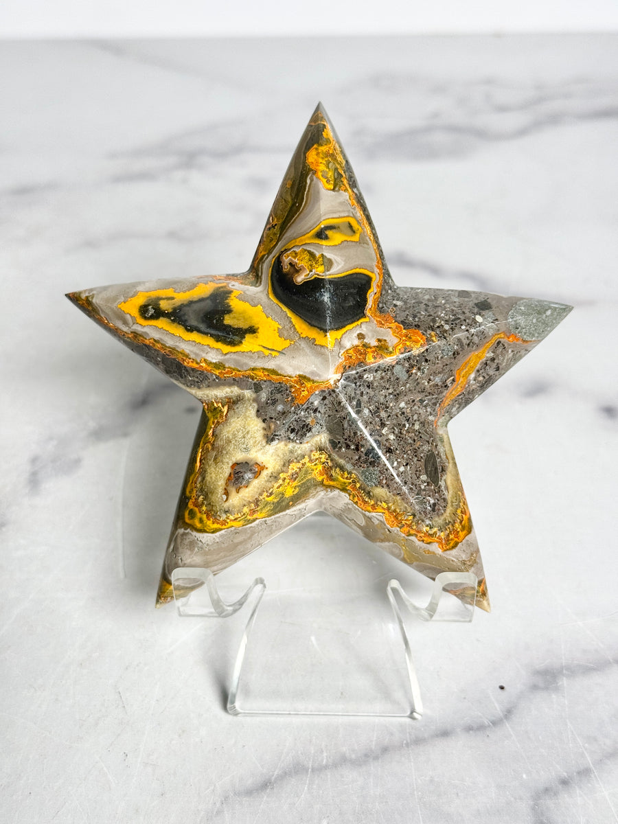 Bumblebee Jasper 3D Star Carving