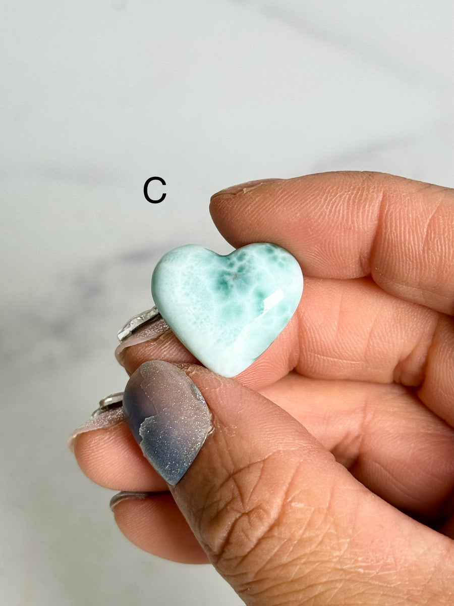 Larimar Heart & Moon Carving