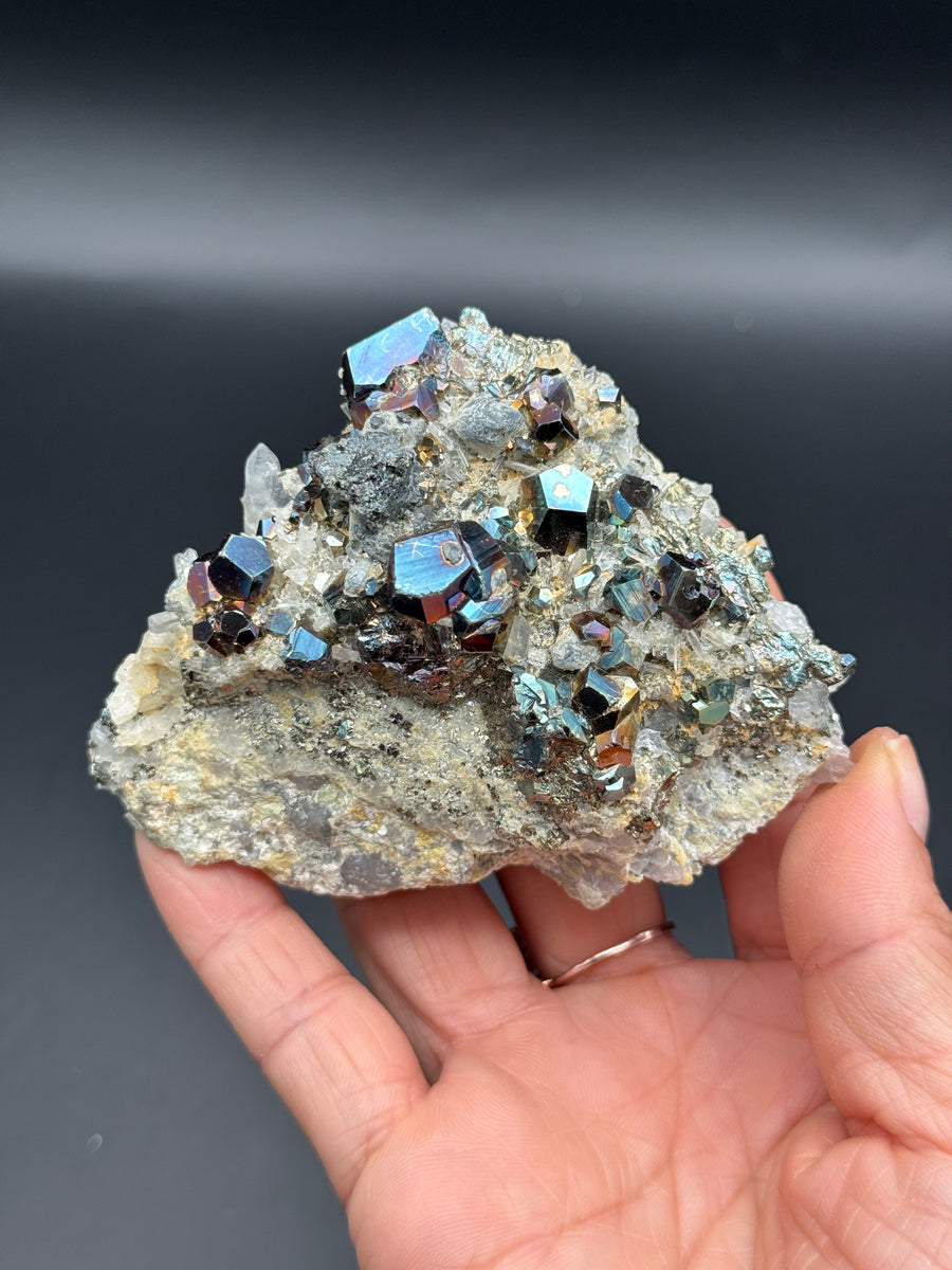 Chalcopyrite with Quartz Cluster