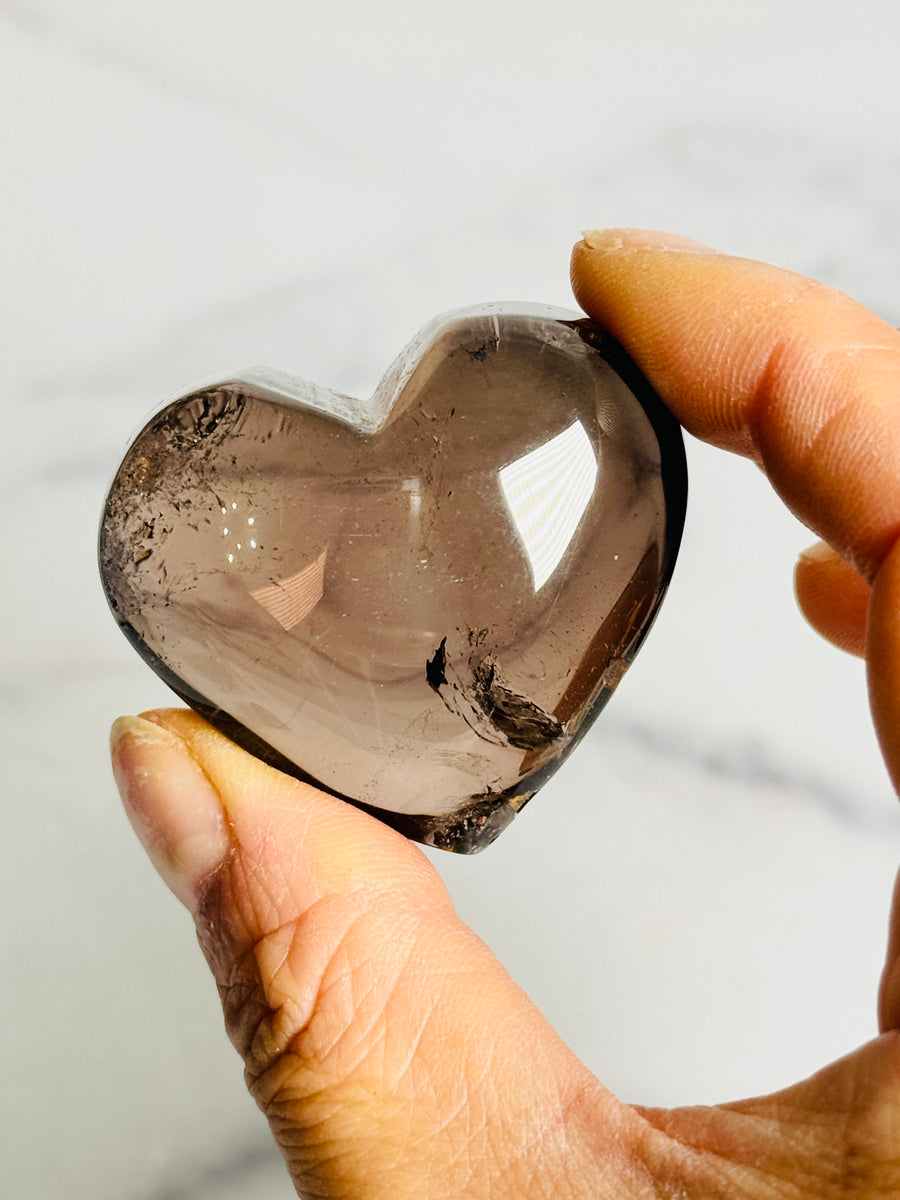 Smoky Quartz Heart Carving