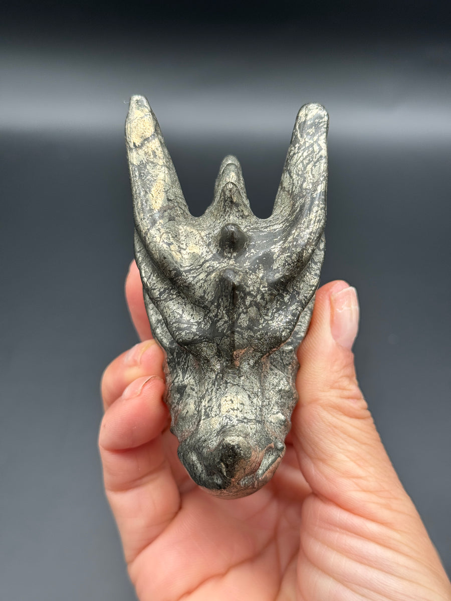 Pyrite Dragon Head Carving