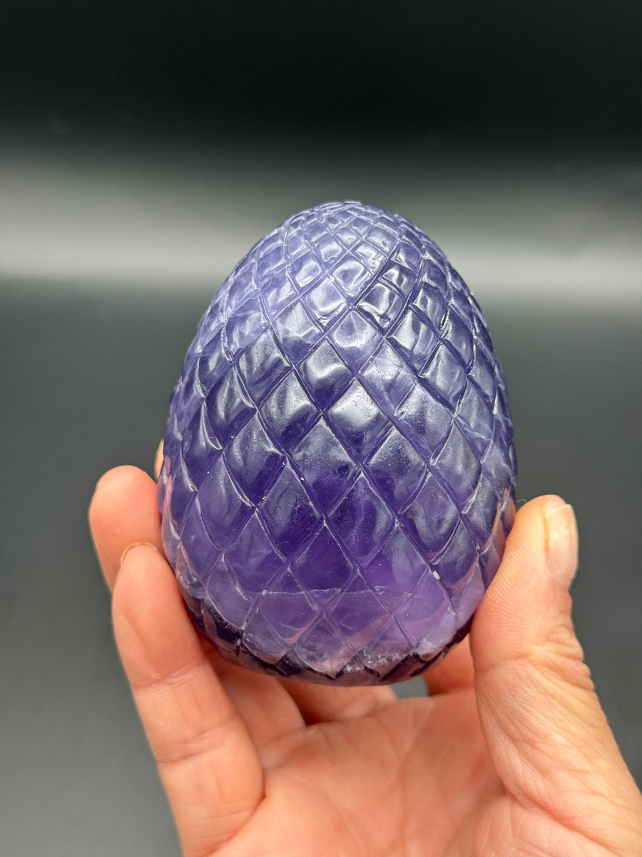 IMPERFECT - Purple Fluorite Dragon Egg Carving