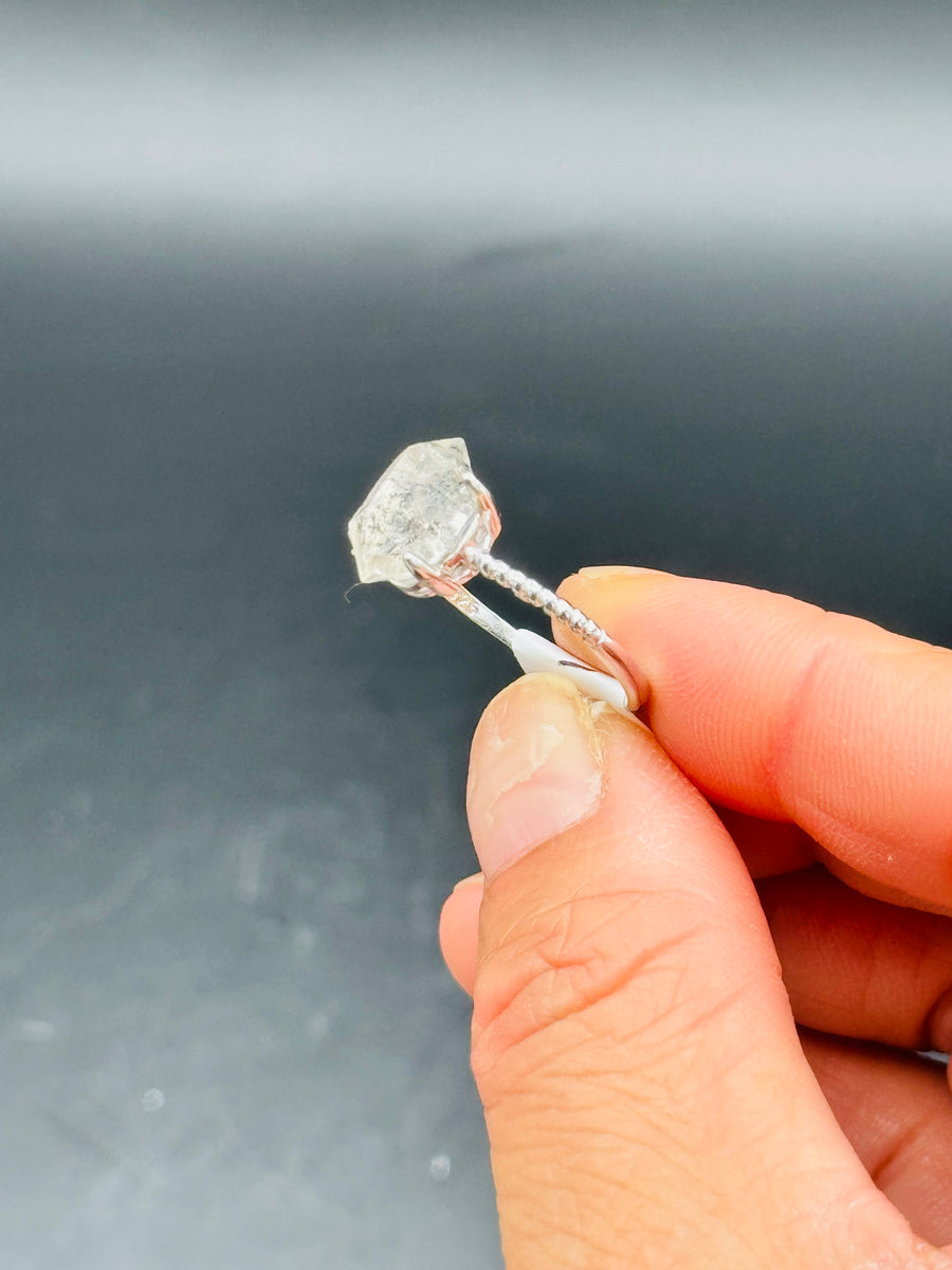 Herkimer Diamond 925 Sterling Silver Adjustable Ring