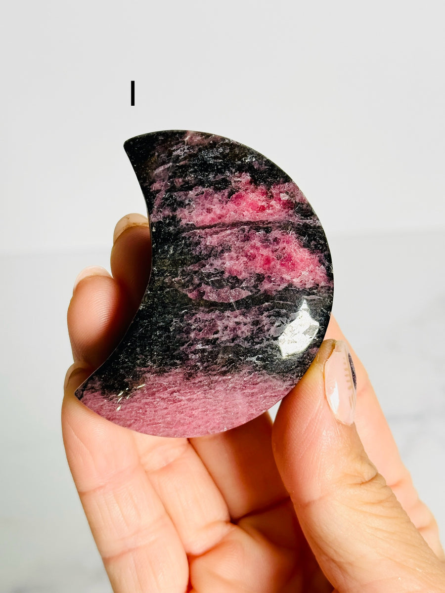 Rhodonite Moon Carving