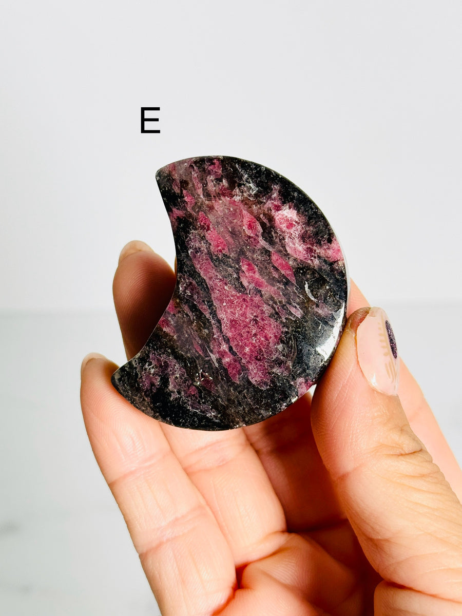 Rhodonite Moon Carving