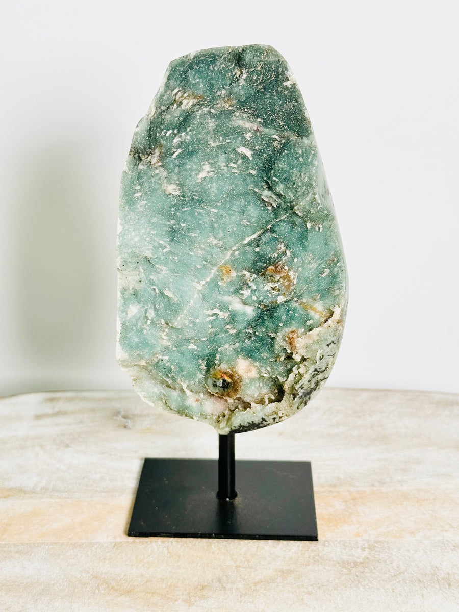 Green Sugar Amethyst on Stand